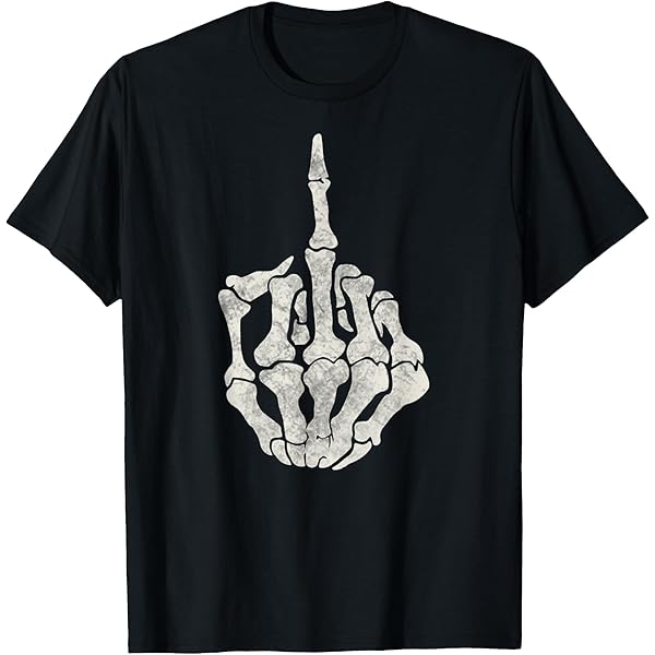 Amazon.com: Skeleton Hand Middle Finger Halloween Biker Rocker