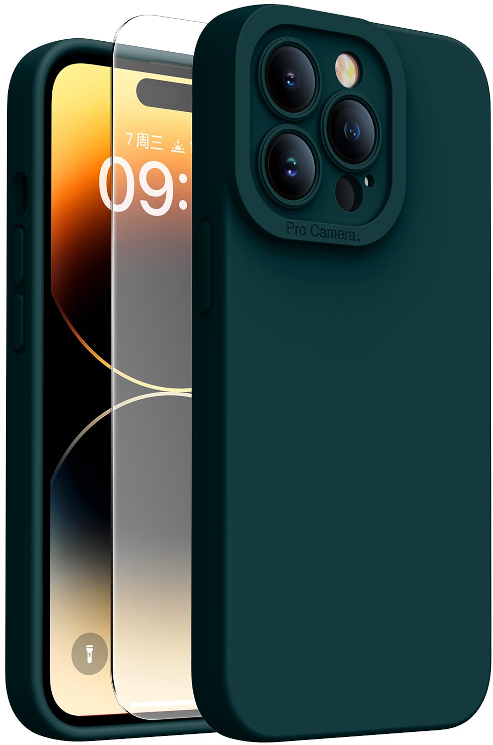 Photo 1 of Kiresen Magnetic for iPhone 14 Pro Case with Screen Protector - Wireless Charging Compatible - Upgraded Camera Protection - Silicone Shockproof Protective Phone Case for iPhone 14 Pro - Pine Green