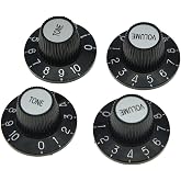 KAISH 4X Black with Silver Cap LP Guitar Witch Hat Knobs Top Hat Knob for Epi Les Paul SG
