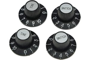 KAISH 4X Black with Silver Cap LP Guitar Witch Hat Knobs Top Hat Knob for Epi Les Paul SG