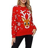 VENTELAN Women's Christmas Sweater Funny Christmas Tree Ugly Pullover Snowflake Long Sleeve Sweater Shirt
