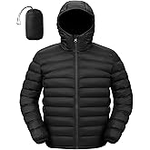 TBMPOY Men's Lightweight Packable Puffer Jackets Hooded Winter Bubble Coat Warm Water-Resistant for Travel Casual Hiking