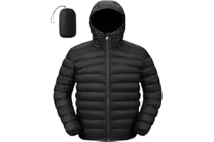 TBMPOY Men's Lightweight Packable Puffer Jackets Hooded Winter Bubble Coat Warm Water-Resistant for Travel Casual Hiking