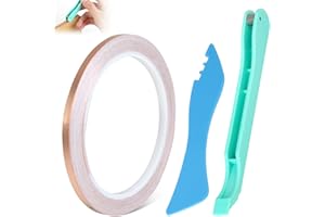 RJLCTH 3 Pcs Copper Foil Hand Foiler for Stained Glass, 7/32 Inch Hand Tool, Table Foiler for Stained Glass with Burnishing Polisher, 0.2 in x 22 yd Foil Tape Roll Kit