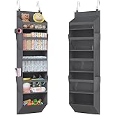 Lifewit 1 Pack Over the Door Organizer, Clear Window Hanging Storage with 4 Mesh Side Pockets, Anti Tilt 40 lbs Load Behind Door for Pantry, Nursery, Bathroom, Bedroom, Dorm, 5 Section, Gray