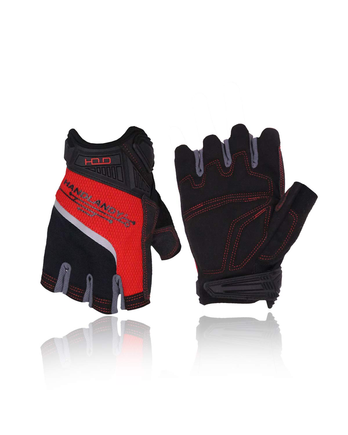 HANDLANDY Fingerless Work Gloves for Men,Half Finger working Glove Grip Shock-Absorbing Breathable Uwrist TPR Anti-collision Gloves for Mens & Women (Medium)