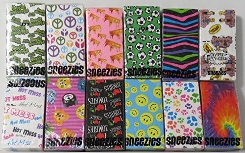 Sneezies- 3-ply Pocket Packs Facial Tissues (4 Packs of 10 Tissues) (Mixed Lot) by Sneezies