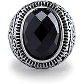 555Jewelry Stainless Steel Vintage Celtic Signet Onyx Stone Ring for Men