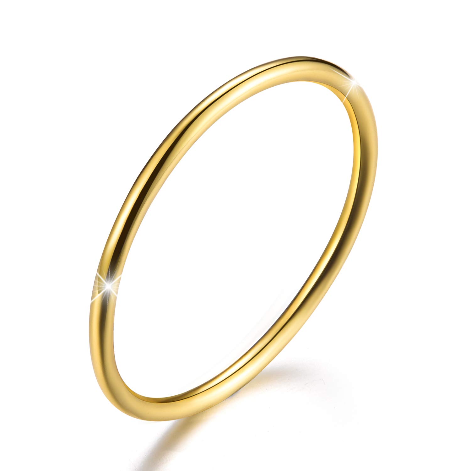 Winglove✦Gift for Christmas✦ 18K Gold Plating 925 Sterling Silver Minimalist Joint Rings Simple Thin Rings Tail Rings Stackable Rings,Size 2-11 (Yellow Gold, S)