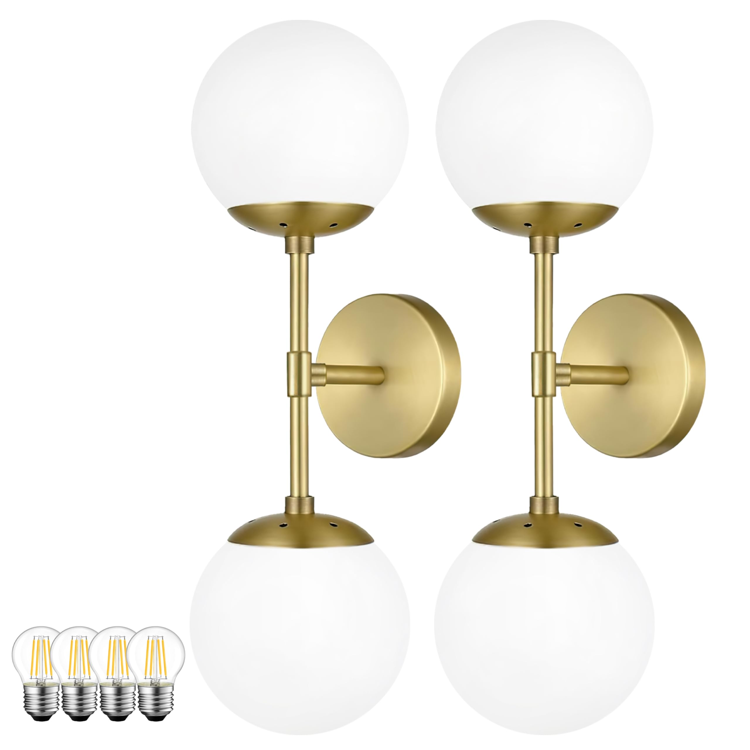 Photo 1 of KoKo&Yukina 2 Pack Interior Vanity Light Fixtures - Gold Bathroom Light With Glass Globe - Matte Black and Gold Sconce for Bathroom