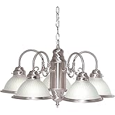 NUVO SF76/695 Five Light Chandelier, Pwt, Nckl, B/S, Slvr