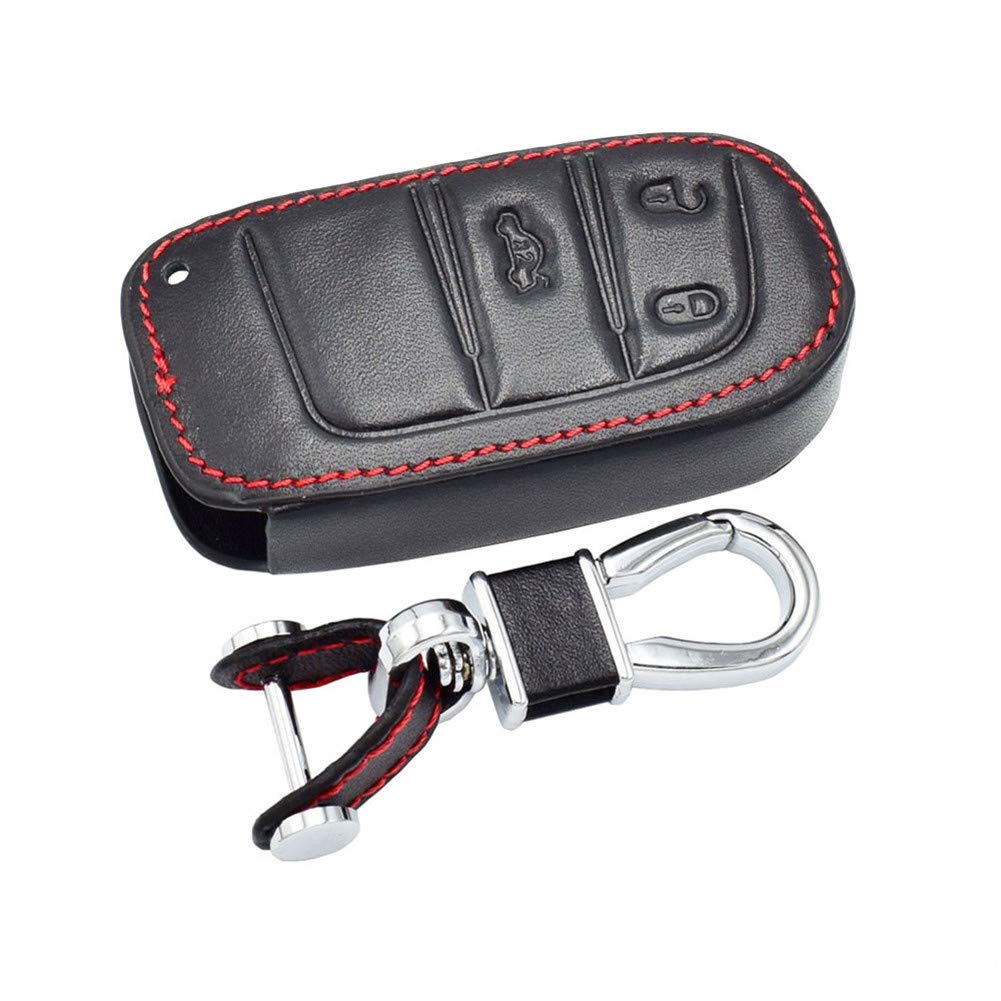 Happyit Leather Car Key Cover Case for Jeep Renegade 2014 2015 Grand Cherokee Chrysler 300C Fiat 3 Buttons Remote