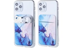 FULGAMO 2Pack Adhesive Phone Pocket,Cell Phone Stick On Card Wallet Sleeve,Credit Cards/ID Card Holder(Double Secure) with Sticker for Back of iPhone,Android and All Smartphones (Watercolor Marble Blue)