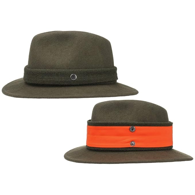 Lierys Hunting Jagdhut Herren | Filzhut mit Signalband (Neonfarbe) | Made in Italy | Outdoorhut wasserabweisend und knautschb