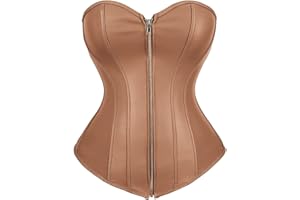 HNGHOU Corsets for Women Faux Leather Corset Top Steampunk Corsets Zipper Bustier Pirate Costume