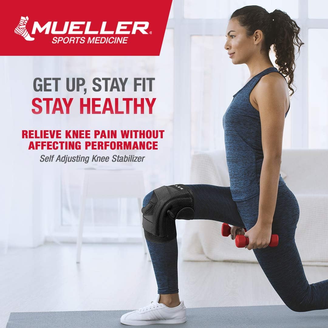 Mueller Self-Adjusting Knee Stabilizer, Black, One Size Fits Most|Measure three inches above knee, fits 14” - 20”: Health & Personal Care