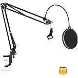 Neewer NW-35 Microphone Boom Arm Kit, Microphone Scissor Arm Stand with Mic Clip, Pop Filter and 3/8” to 5/8” Adapter, Compat