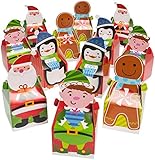 Prextex 12 Christmas Cardboard Treat Boxes - Christmas Party Favor Boxes