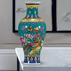 Florero de Piso Grande esmaltado Antiguo de 46-47 cm, florero Chino de