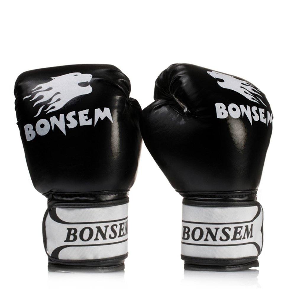 Boxing Gloves, Training Gloves Full Finger Boxing Gloves Punching Mitts for Kickboxing, Gym Work(black)