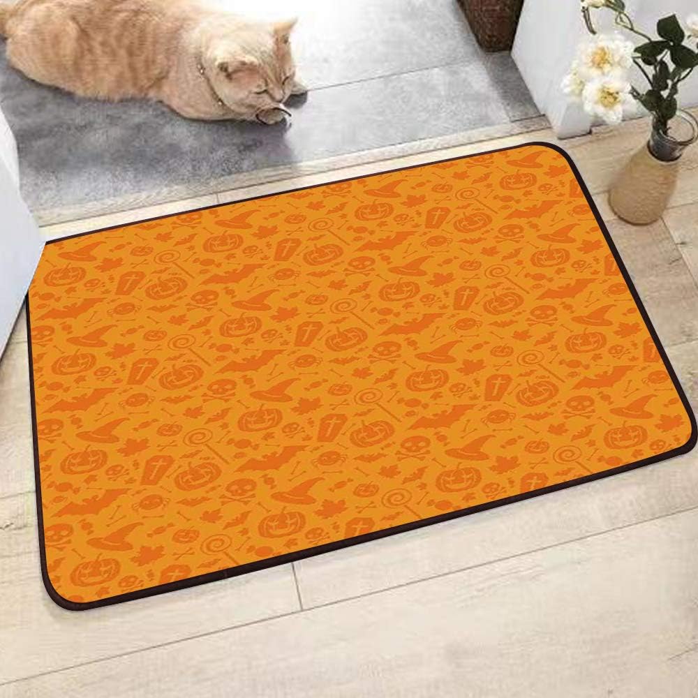 JISHENG Bath Mat, Microfiber Soft Bath Rug，Halloween Decorations,Monochrome Design with