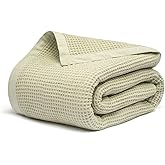 Salt Earth GOTS Certified 100% Organic Cotton Throw Blanket, 55"x60" Waffle Blankets & Throws for Bed, Throw Blanket for Couch, Cozy Christmas Blankets and Throws for Christmas Gifts (Sea Foam)