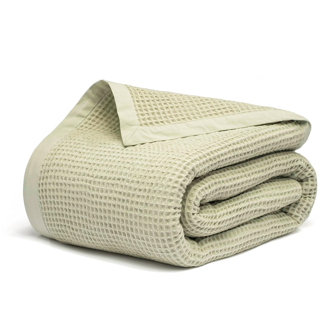 Photo 1 of Salt Earth GOTS Certified 100% Organic Cotton Throw Blanket, 55" X 60" Waffle Blankets & Throws for Bed, Throw Blanket for Couch, Modern & Cozy Blanket, All Season, Comfy & Soft Blankets (Sea Foam)