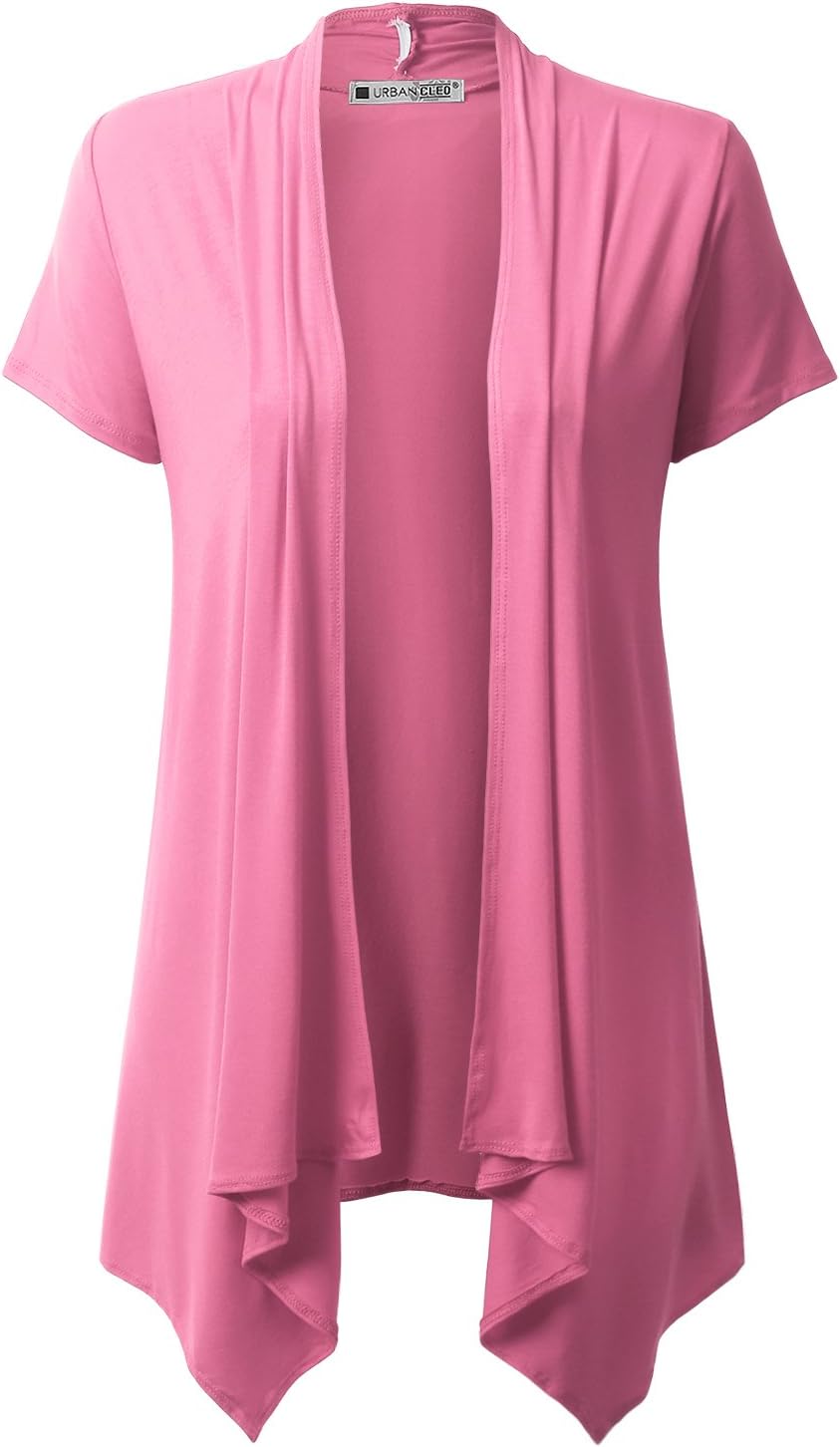URBANCLEO Womens Lightweight Draped Opent Front Cardigan (Plus
