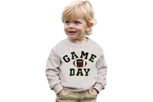 GLIGLITTR Toddler Girl Boy Football Sweatshirt Glitter Chenille Patch Game Day Outfit Long Sleeve Shirt Sport Casual Pullover