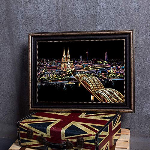 Scratch Art Paper Rainbow Painting Sketch Pad DIY Building View Scratchboard for Adults and Kids - 4 Packs, 16 X 11.2 Inches - Thumbnail 6