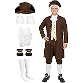 AQEWK Colonial Costume Men - 18th Traditional America Colonial Outfit Adult Perfect for Halloween Cosplay