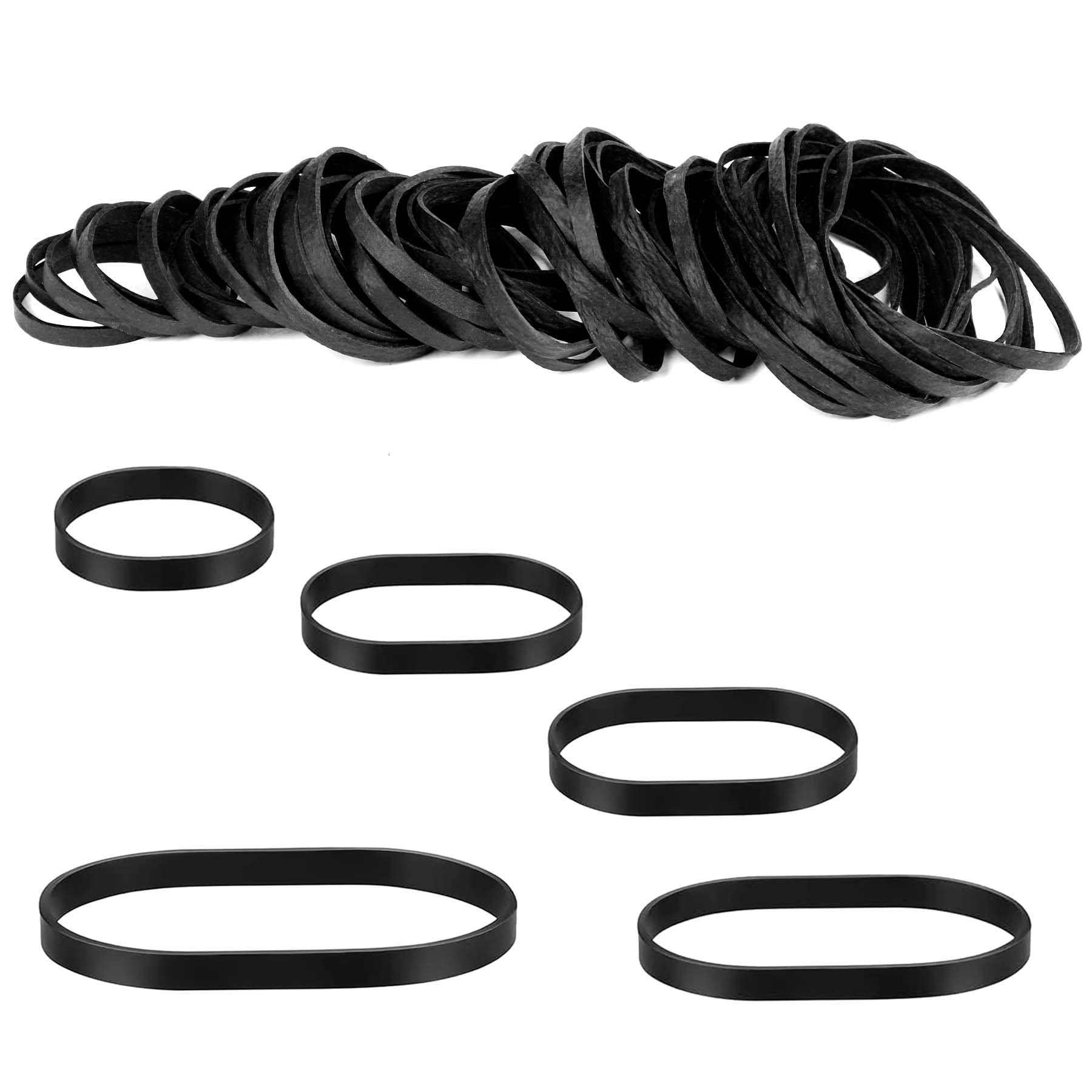100pcs Large Rubber Bands 5 Sizes of Heavy Duty LargeTactical Elastic Bands Extra Wide and Thick Black Bands, Weather-Resistant Rubber Bands for Industrial Camping - Black