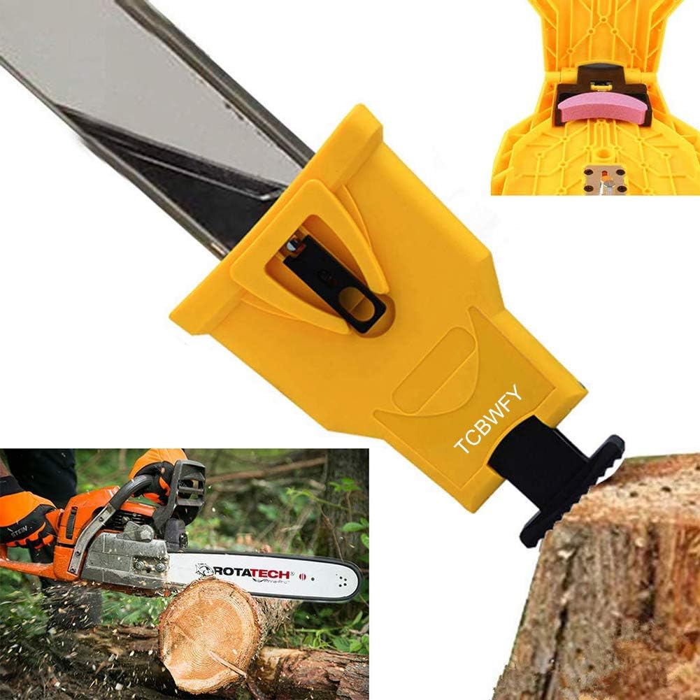 TCBWFY Chainsaw Teeth Sharpener Fast Sharpening Stone Grinder Tools for Saw Chain Bar-Mount Chainsaw Chain Sharpening Kit Fit with 2 Holes Bar Chainsaw for 14/16/18/20 inch Chain Saw