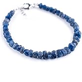 Natural Raw Gemstone Full Rough Stones Dainty Bracelets Jewelry for Women, Birthstone Crystals and Healing Stones, Rhodium Plating 925 Sterling Silver 8 inch