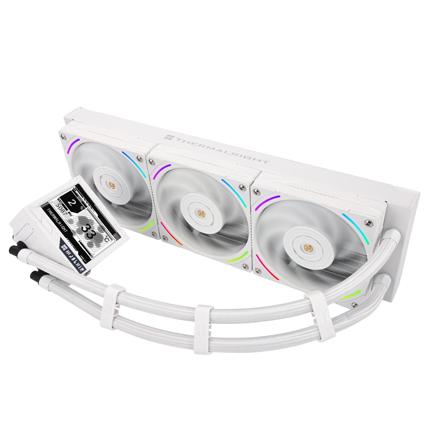 Photo 1 of Thermalright Mjolnir Vision 360 ARGB White CPU Water Cooler,3 PWM Fans Water Cooling System with 2000PRM,for AM4/AM5&Intel LGA1851/1700, Magnetic Detachable LCD Screen with 320 * 240 Resolution