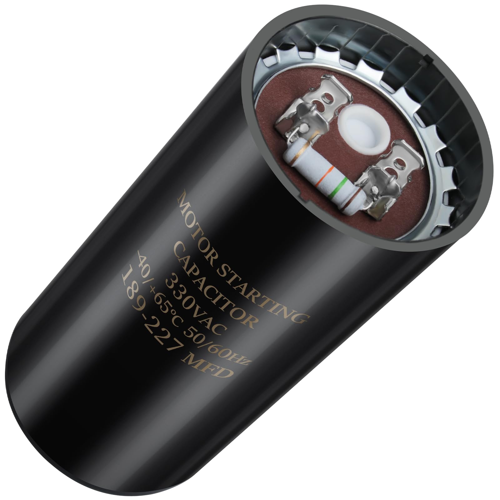 Photo 1 of 189-227 uf/MFD 330V VAC 50/60 Hz AC Electric Round Start Capacitor Universal Replacement for Electric Motor Applications