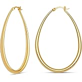 MILLA Oval Hoop Earrings - 14K Gold Plated, Rose Gold Plated and Sterling Silver Plated Hoop Earrings for Women - Hypoallergenic & Lightweight
