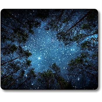 Smooffly Beautiful Night Sky Mouse Pad, The Milky Way and The Trees Mouse Pad,Sublime Forest Nature View Rectangle Non-Slip Rubber Mousepad Gaming Mouse Pad