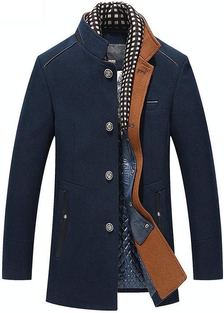 L3XL Abrigo de lana para hombre, estilo europeo, doble cuello frío y