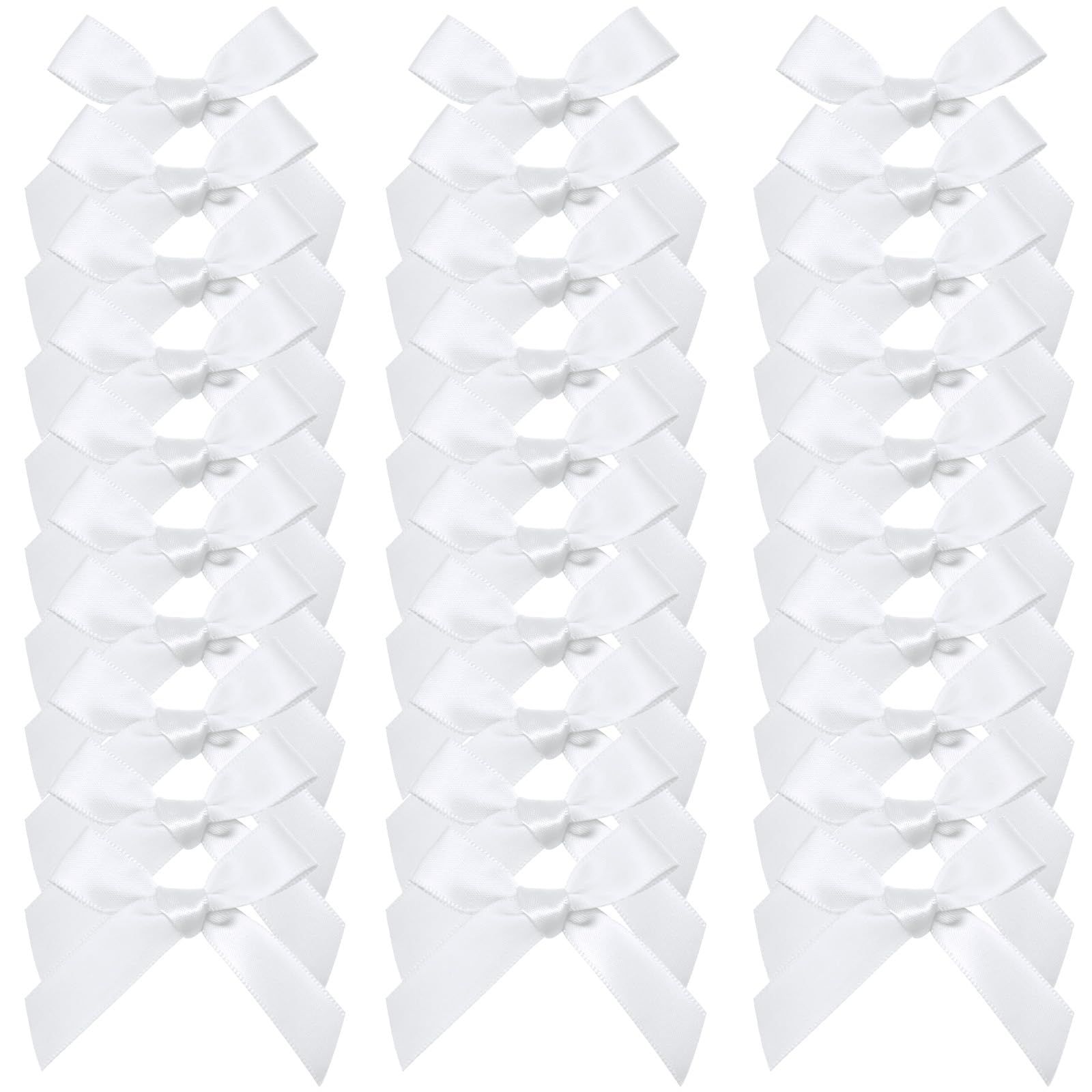 Photo 1 of LEEQE 50 PCS 2 inch Pre-tie White Satin Ribbon Mini Bows for DIY Crafts Sewing Bakery Candy Bags Gift Wrapping Wedding Decor