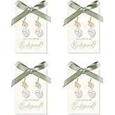 Bridesmaid Proposal Earrings Set Will You Be My Bridesmaid Pearl Earrings for Bridal Party & Maid of Honor Gift
