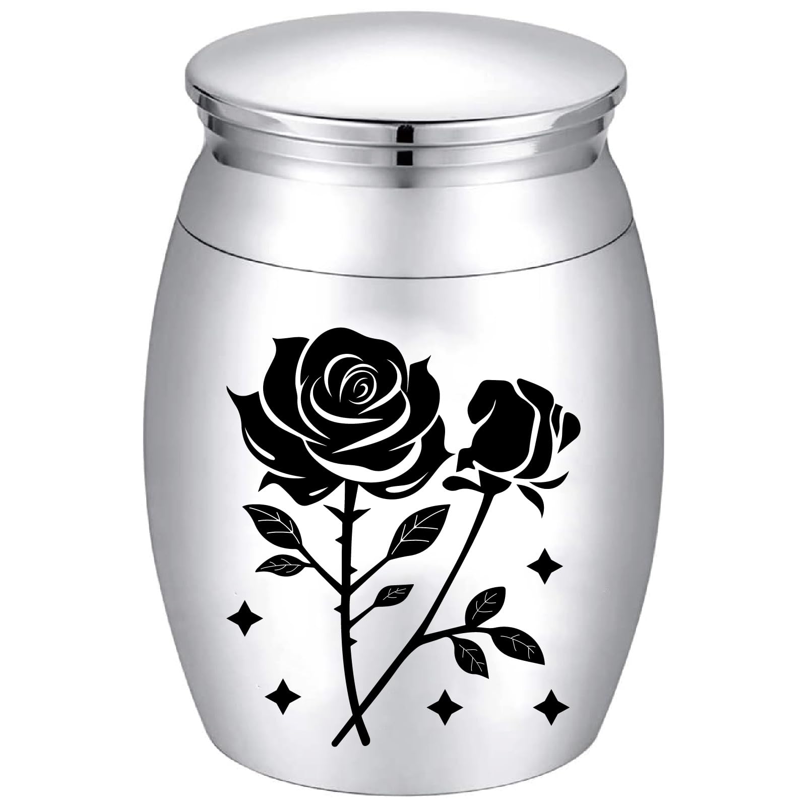 CREATCABIN Mini Flower Urn Small Keepsake Urns Tiny Floral Rose Human Ashes Sharing Burial Funeral Decorative Memorial Keepsake Miniature Container Jar for Love Male Female 1.18x1.57 inch Silver