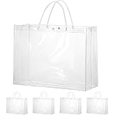 woric 15 Pack Large Clear Gift Bags with Handle, 15.47"X6"x12" Large Plastic Gift Bags Shopping Bag for Small Business Gifts Wedding Valentine's Day Party Favors Birthday