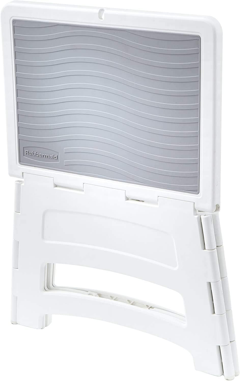 Rubbermaid RM-PL1W Folding 1-Step Plastic Stool, 300-pound Capacity, White: Home Improvement