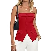 ZESICA Strapless Blazer Vest for Women 2026 Summer Going Out Sleeveless Button Down Dressy Tube Vest Tops Trendy Waistcoat