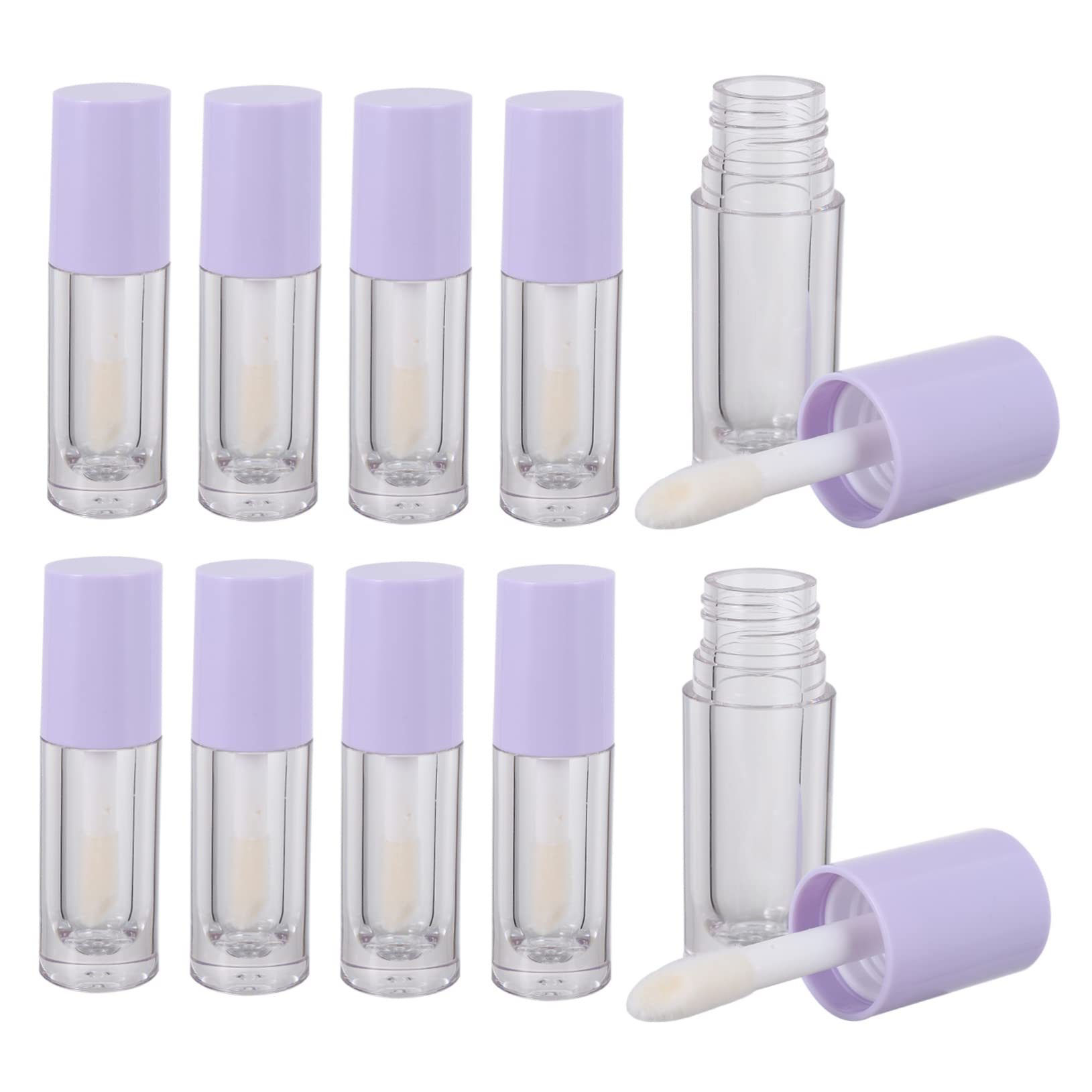 Minkissy Mascara Black Travel Container 10pcs 6ml Empty Lip Gloss Tubes Refillable Lipgloss Containers Transparent Lip Balm Bottles for Lipstick Samples (Violet) Purple Mascara Clear Mascara