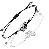 simarro 2pcs Matching Bracelets, Butterfly Friendship Bracelets Adjustable Strand Best Friends Bracelet, Handmade Charm Couples Jewelry Gifts for Women Couples Friend