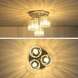 Lxybcce Crystal Ceiling Light Fixture, Chrome Semi