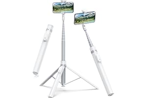 TONEOF 66" Automatic Phone Tripod with Magnetic Rechargable Remote,Selfie Stick 360° Vertical & Horizontal Rotatable,Stable for iPhone/Android((White)