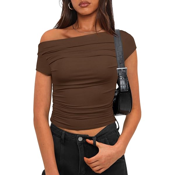 Darong Women's Off Shoulder Mesh Double Lined Short Sleeve